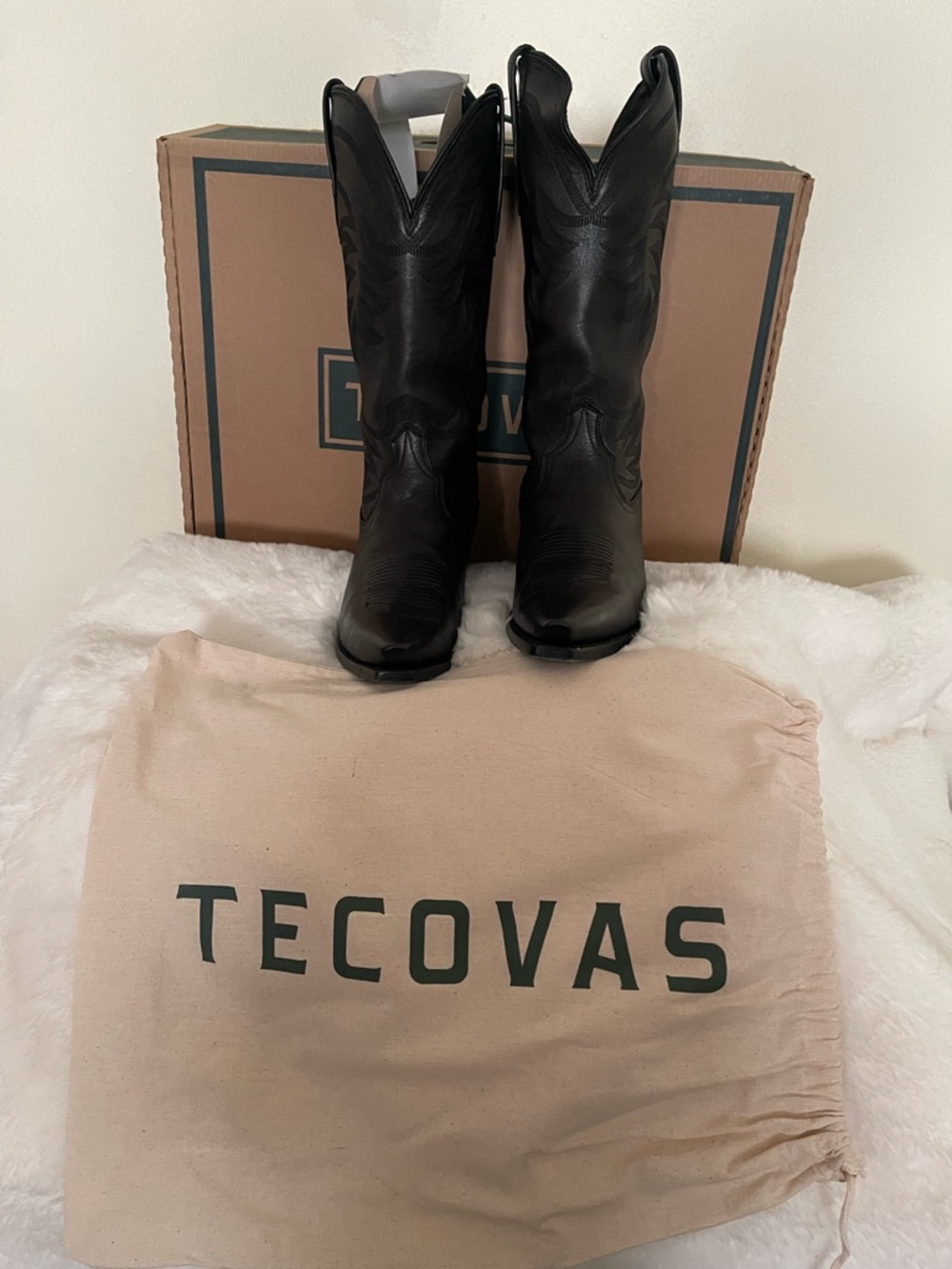 Tecovas Black Leather Western Boots with Pull Tabs